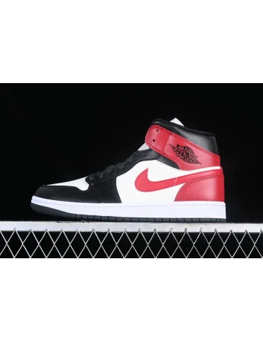 G Air Jordan 1 Mid Black Toe AJ1 1 BQ6472160